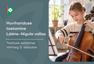 Teade huvihariduse toetamise ja taotluse esitamise kohta. Pildil tšellot mängiv tüdruk.