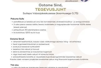 Töökuulutus tegevusjuhi leidmiseks Sutlepa Vabaajakeskusesse